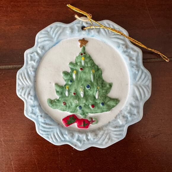 VTG Jasco 1980s Handpainted Snowflake Greetings Ornaments Christmas Tree 3” - Picture 1 of 3